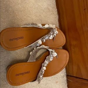 Silver and tan wedges